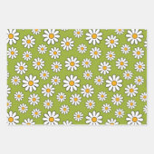 Groen en wit Floral Daisy Pattern Inpakpapier Vel (Voorkant)
