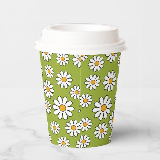 Groen en wit Floral Daisy Pattern Papieren Bekers (Rechts)