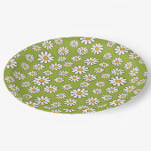 Groen en wit Floral Daisy Pattern Papieren Bordje (Gekanteld)