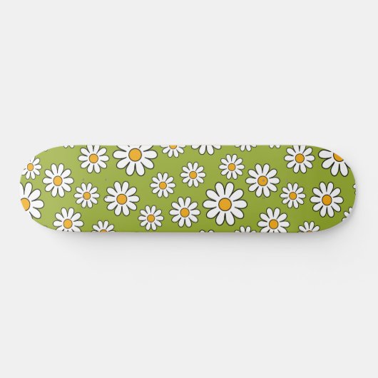 Groen en wit Floral Daisy Pattern Persoonlijk Skateboard (Horizontaal)