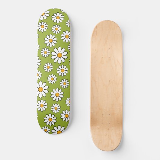 Groen en wit Floral Daisy Pattern Persoonlijk Skateboard (Voorkant)