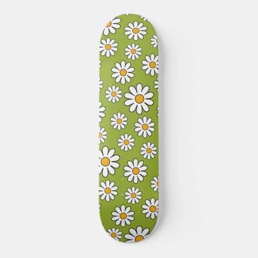 Groen en wit Floral Daisy Pattern Persoonlijk Skateboard (Voorkant)