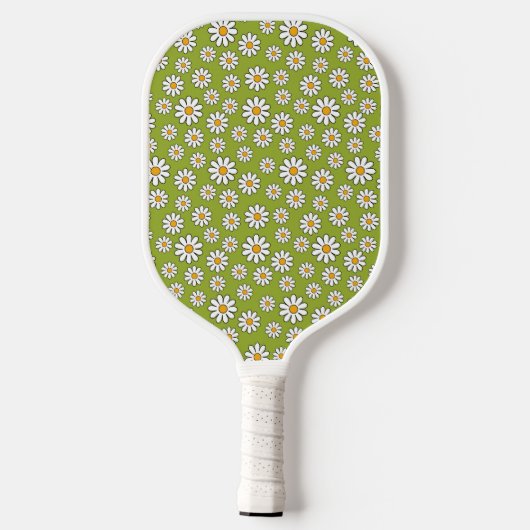 Groen en wit Floral Daisy Pattern Pickleball Paddle (Achterkant)