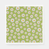 Groen en wit Floral Daisy Pattern Servet (Voorkant)