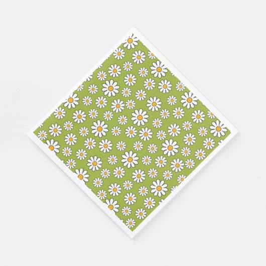 Groen en wit Floral Daisy Pattern Servet (Hoek)