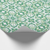 Groen en wit Floral Patroon Cadeaupapier (Hoek)