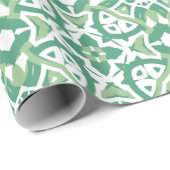 Groen en wit Floral Patroon Cadeaupapier (Rol Hoek)