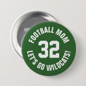 Groen en Wit Football Moeder Jersey Nummer Ronde Button 7,6 Cm (Voorkant /achterkant)