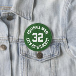 Groen en Wit Football Moeder Jersey Nummer Ronde Button 7,6 Cm<br><div class="desc">Vrolijk op je favoriete sportteam, football speler of show gewoon je schooltrots met een aangepaste gepersonaliseerde spirit knop! Voeg je schoolnaam toe of personaliseer met de naam van een speler en een jersey-nummer. Perfect voor football, basketbal, honkbal en voetbalwedstrijden! Creëer custom pinnen voor het hele team, cheerleaders, ouders en broers...</div>