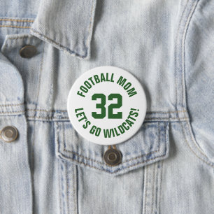 Groen en Wit Football Moeder Jersey Nummer Ronde Button 7,6 Cm