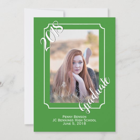 Groen en Wit Foto Afstuderen Aankondiging (Voorkant)