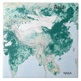 Groen en Wit Foto Azië vanuit de ruimte, NASA Tegeltje