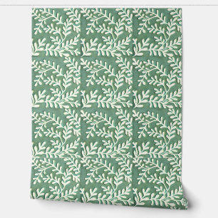 Groen en wit gebladerte behang