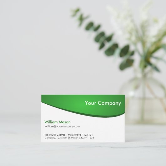 Groen en wit gebogen, professioneel Visitekaartje (Staand voorkant)