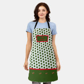 Groen en wit Gecontroleerd aardbeienkeuken Schort (Gedragen)