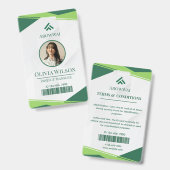 Groen en Wit Geometrisch Aangepaste Foto Badge (Voor- en achterkant)