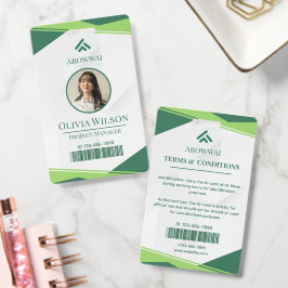 Groen en Wit Geometrisch Aangepaste Foto Badge