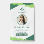 Groen en Wit Geometrisch Aangepaste Foto Badge (Voorzijde)