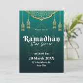 Groen en wit geometrisch patroon Ramadan Kaart (Staand voorkant)