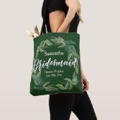 Groen en Wit Gepersonaliseerd Bruidsmeisje Boho Tote Bag (Dichtbij)