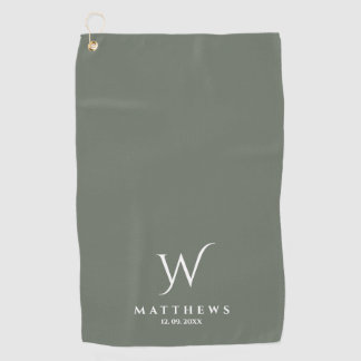 Groen en wit Gepersonaliseerd Monogram en Naam Go Golfhanddoek