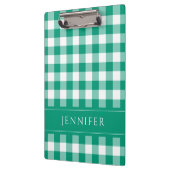 Groen en wit geruit Gingham Patroon Naam Print Klembord (Links)