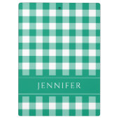 Groen en wit geruit Gingham Patroon Naam Print Klembord (Achterkant)