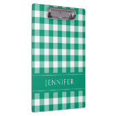 Groen en wit geruit Gingham Patroon Naam Print Klembord (Rechts)