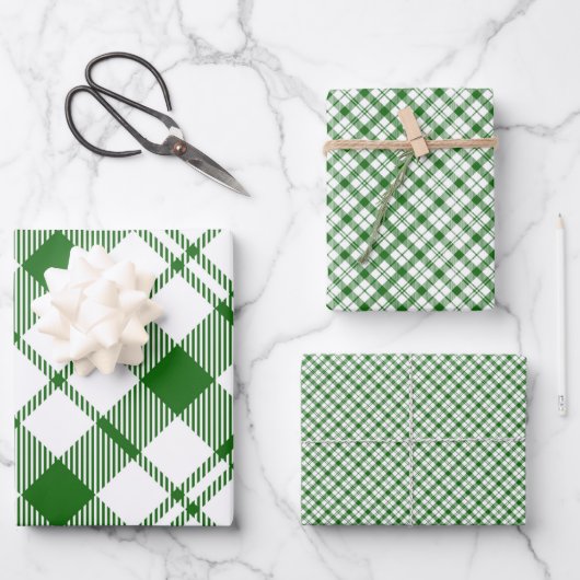 Groen en wit geruit inpakpapier vel (Voorkant)