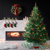 Groen en wit geruit katoen monogram kerstboom rok