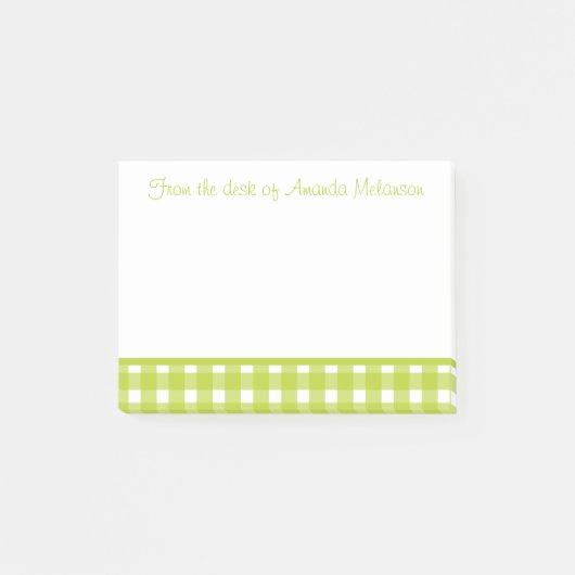 Groen en wit geruit katoenruitruitjes post-it® notes (Voorkant)