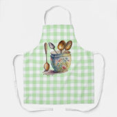 "Groen en wit geruit - lepels in beker Schort (Voorkant)