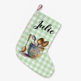 "Groen en Wit Geruit - Lepels in Kop Kleine Kerstsok