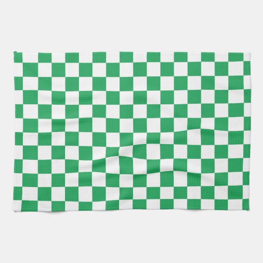 Groen en wit geruite keukenhanddoek (Horizontaal)