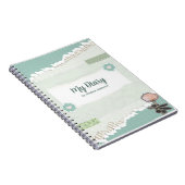 Groen en wit gescheurd papieren dagboek notitieboek (Rechterzijde)