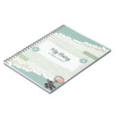 Groen en wit gescheurd papieren dagboek notitieboek (Linkerzijde)