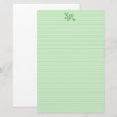Groen en wit gestreept briefpapier Monogram (Voorkant / Achterkant)
