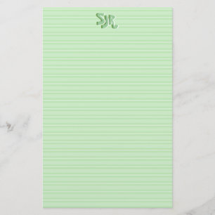 Groen en wit gestreept briefpapier Monogram