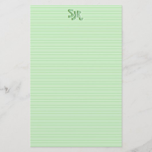 Groen en wit gestreept briefpapier Monogram (Voorkant)