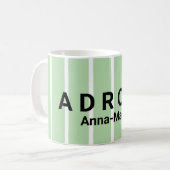 Groen en wit gestreept lofdesign koffiemok (Voorkant links)
