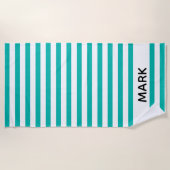 Groen en wit gestreept op maat strandlaken (Voorkant)