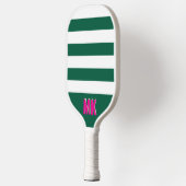 Groen en wit gestreept patroon monogram pickleball paddle (Links)