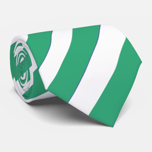 Groen en wit gestreept stropdas (Opgerold)