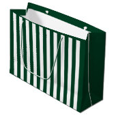 Groen en wit gestreepte Evergreen Large Cadeautasje (Voorkant Gekanteld)