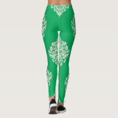 Groen en wit gestreepte leggings wit en groen (Achterkant)
