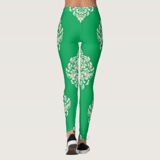 Groen en wit gestreepte leggings wit en groen (Achterkant)