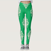 Groen en wit gestreepte leggings wit en groen