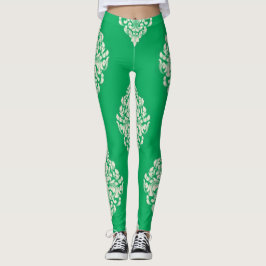 Groen en wit gestreepte leggings wit en groen