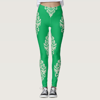 Groen en wit gestreepte leggings wit en groen
