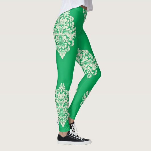 Groen en wit gestreepte leggings wit en groen (Rechts)